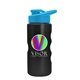 a cyan lid & metallic black bottle mini peak - 22 oz tritan(tm) metalike bottle with drink thru lid and digital imprint
