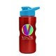 a cyan lid & metallic red bottle mini peak - 22 oz tritan(tm) metalike bottle with drink thru lid and digital imprint