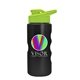 a lime green lid & metallic black bottle mini peak - 22 oz tritan(tm) metalike bottle with drink thru lid and digital imprint