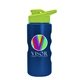 a lime green lid & metallic blue bottle mini peak - 22 oz tritan(tm) metalike bottle with drink thru lid and digital imprint