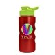 a lime green lid & metallic red bottle mini peak - 22 oz tritan(tm) metalike bottle with drink thru lid and digital imprint