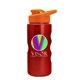 a orange lid & metallic red bottle mini peak - 22 oz tritan(tm) metalike bottle with drink thru lid and digital imprint