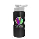 a white lid & metallic black bottle mini peak - 22 oz tritan(tm) metalike bottle with drink thru lid and digital imprint