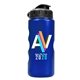 a black lid & metallic blue bottle mini peak - 22 oz tritan(tm) metalike bottle with flip lid and digital imprint