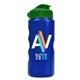a green lid & metallic blue bottle mini peak - 22 oz tritan(tm) metalike bottle with flip lid and digital imprint