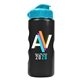 a cyan lid & metallic black bottle mini peak - 22 oz tritan(tm) metalike bottle with flip lid and digital imprint