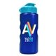 a cyan lid & metallic blue bottle mini peak - 22 oz tritan(tm) metalike bottle with flip lid and digital imprint