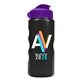 a violet lid & metallic black bottle mini peak - 22 oz tritan(tm) metalike bottle with flip lid and digital imprint