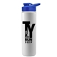 a royal blue lid & white bottle slim double - wall insulated bottle with drink - thru lid - 16 oz
