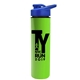 a royal blue lid & lime green bottle slim double - wall insulated bottle with drink - thru lid - 16 oz