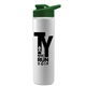a green lid & white bottle slim double - wall insulated bottle with drink - thru lid - 16 oz
