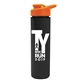 a orange lid & black bottle slim double - wall insulated bottle with drink - thru lid - 16 oz