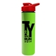 a red lid & lime green bottle slim double - wall insulated bottle with drink - thru lid - 16 oz