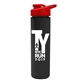 a red lid & black bottle slim double - wall insulated bottle with drink - thru lid - 16 oz