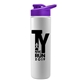 a violet lid & white bottle slim double - wall insulated bottle with drink - thru lid - 16 oz