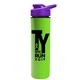 a violet lid & lime green bottle slim double - wall insulated bottle with drink - thru lid - 16 oz