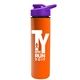a violet lid & orange bottle slim double - wall insulated bottle with drink - thru lid - 16 oz