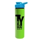 a cyan lid & lime green bottle slim double - wall insulated bottle with drink - thru lid - 16 oz