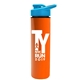 a cyan lid & orange bottle slim double - wall insulated bottle with drink - thru lid - 16 oz