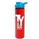 a cyan lid & red bottle slim double - wall insulated bottle with drink - thru lid - 16 oz