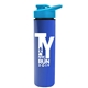 a cyan lid & royal blue bottle slim double - wall insulated bottle with drink - thru lid - 16 oz