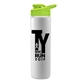 a lime green lid & white bottle slim double - wall insulated bottle with drink - thru lid - 16 oz