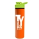 a lime green lid & orange bottle slim double - wall insulated bottle with drink - thru lid - 16 oz