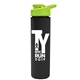a lime green lid & black bottle slim double - wall insulated bottle with drink - thru lid - 16 oz