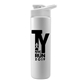 a white lid & white bottle slim double - wall insulated bottle with drink - thru lid - 16 oz