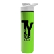 a white lid & lime green bottle slim double - wall insulated bottle with drink - thru lid - 16 oz