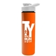 a white lid & orange bottle slim double - wall insulated bottle with drink - thru lid - 16 oz