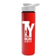 a white lid & red bottle slim double - wall insulated bottle with drink - thru lid - 16 oz