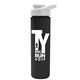 a white lid & black bottle slim double - wall insulated bottle with drink - thru lid - 16 oz