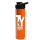 a black lid & orange bottle slim double - wall insulated bottle with drink - thru lid - 16 oz