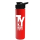 a black lid & red bottle slim double - wall insulated bottle with drink - thru lid - 16 oz