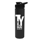 a black lid & black bottle slim double - wall insulated bottle with drink - thru lid - 16 oz