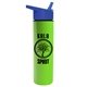 a royal-blue lid & lime green bottle slim travel tumbler - 16 oz double wall insulated with flip straw lid