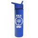 a royal-blue lid & royal blue bottle slim travel tumbler - 16 oz double wall insulated with flip straw lid