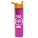 a orange lid & hot pink bottle slim travel tumbler - 16 oz double wall insulated with flip straw lid