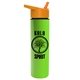 a orange lid & lime green bottle slim travel tumbler - 16 oz double wall insulated with flip straw lid
