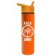 a orange lid & orange bottle slim travel tumbler - 16 oz double wall insulated with flip straw lid