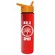 a orange lid & red bottle slim travel tumbler - 16 oz double wall insulated with flip straw lid