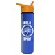 a orange lid & royal blue bottle slim travel tumbler - 16 oz double wall insulated with flip straw lid