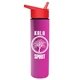 a red lid & hot pink bottle slim travel tumbler - 16 oz double wall insulated with flip straw lid