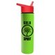 a red lid & lime green bottle slim travel tumbler - 16 oz double wall insulated with flip straw lid