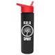 a red lid & black bottle slim travel tumbler - 16 oz double wall insulated with flip straw lid