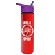 a violet lid & red bottle slim travel tumbler - 16 oz double wall insulated with flip straw lid