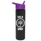a violet lid & black bottle slim travel tumbler - 16 oz double wall insulated with flip straw lid