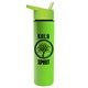 a lime-green lid & lime green bottle slim travel tumbler - 16 oz double wall insulated with flip straw lid