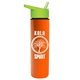 a lime-green lid & orange bottle slim travel tumbler - 16 oz double wall insulated with flip straw lid